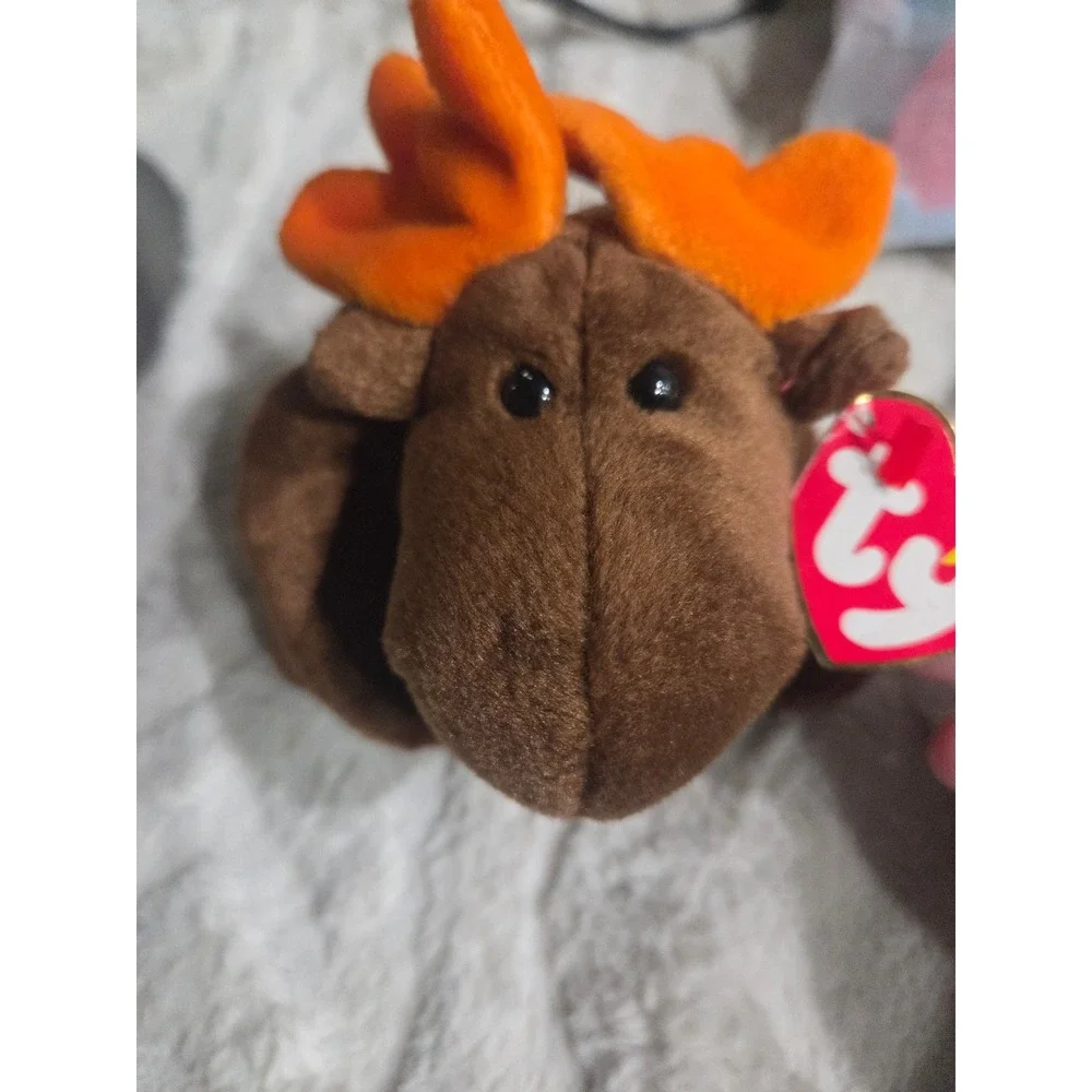 Ty Beanie Baby Chocolate the Moose Brown Orange Antlers Vintage Plush Toy 1993
